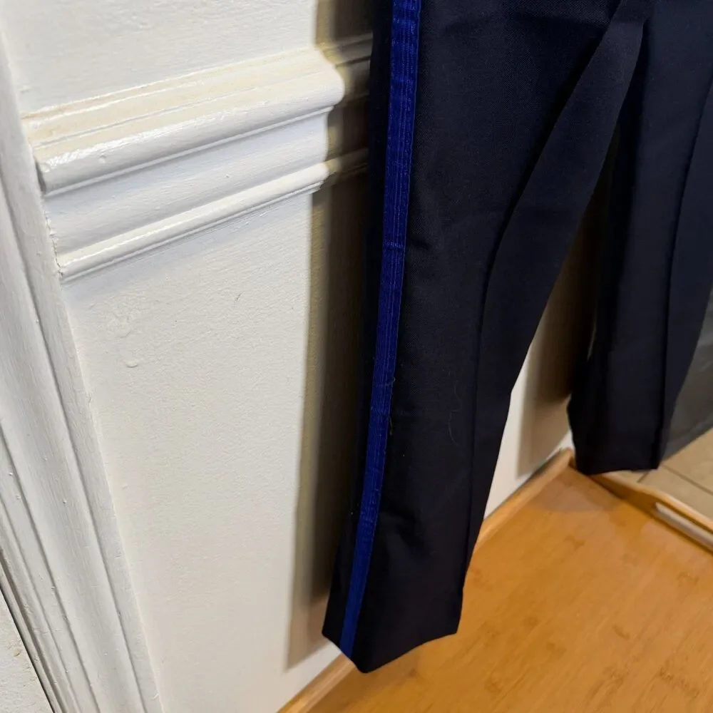 Vintage Loev Brothers Uniform Pants 34x32 Navy Wool Blend Blue Stripe NOS USA